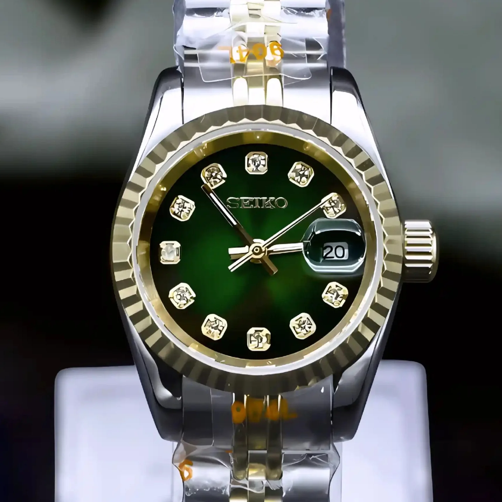 Ladies Two Tone Luxury Green DJ Mod | 26mm - Image 3