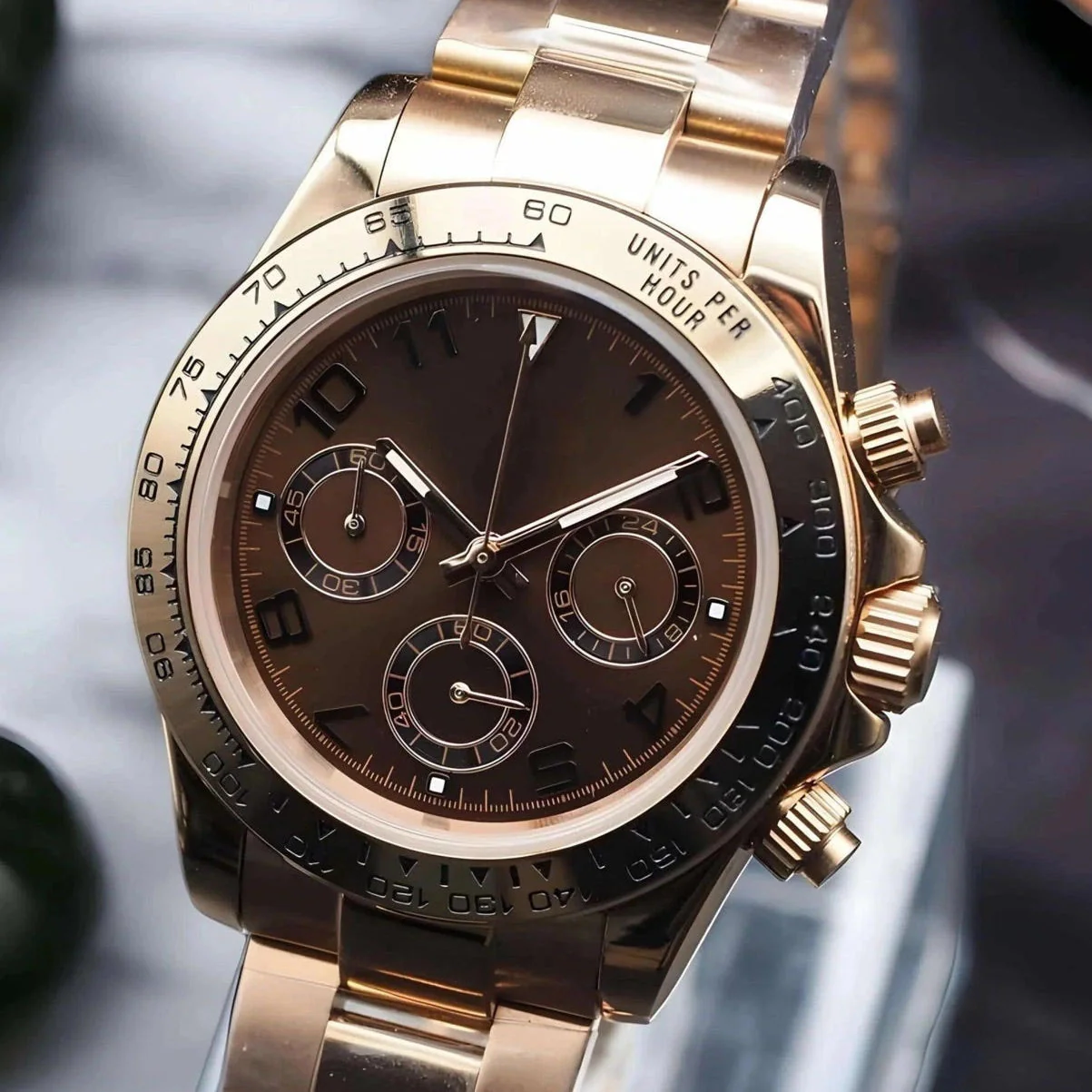 Seiktona Rose Gold Chocolate Brown Chronograph