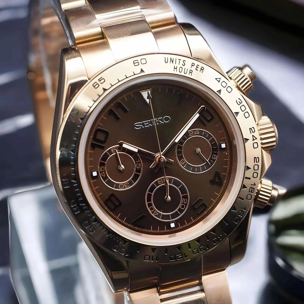 Seiktona Rose Gold Chocolate Brown Chronograph - Image 3