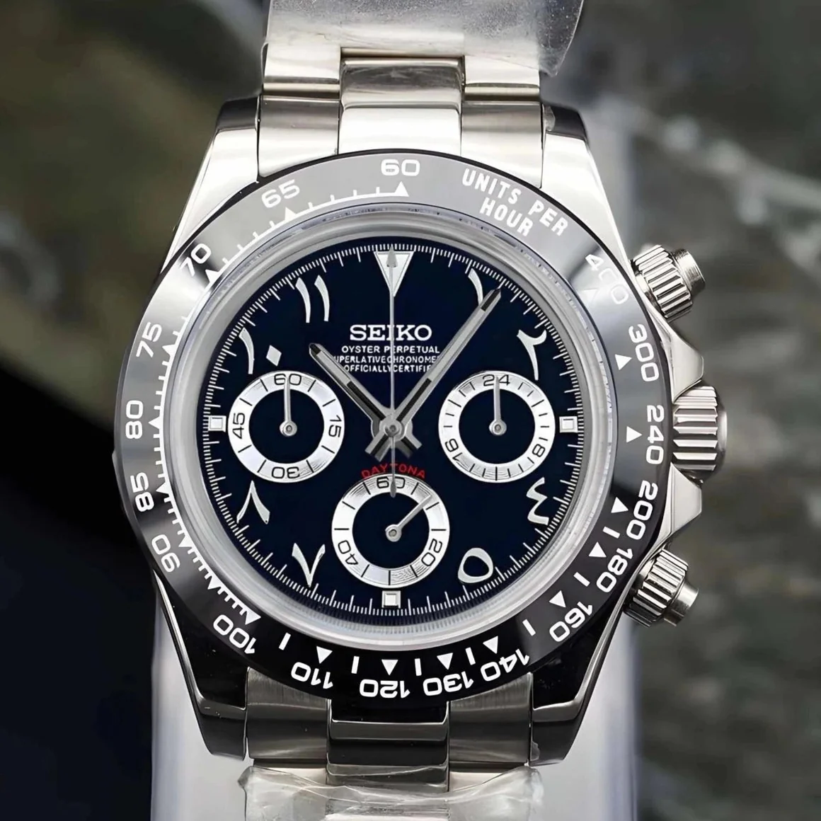 Seiktona Silver Steel Black Chronograph - Image 2