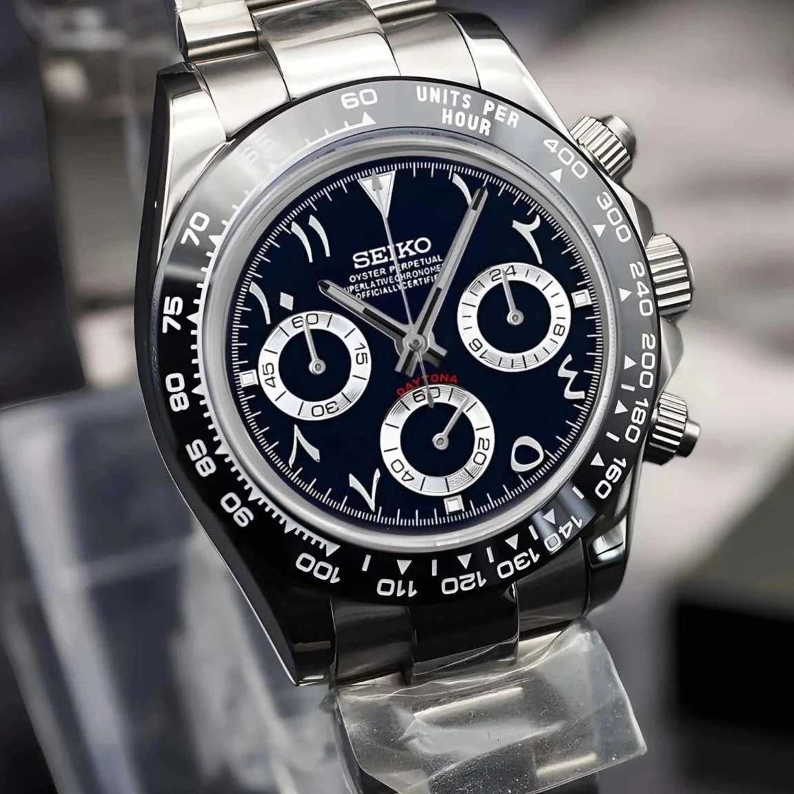 Seiktona Silver Steel Black Chronograph - Image 3