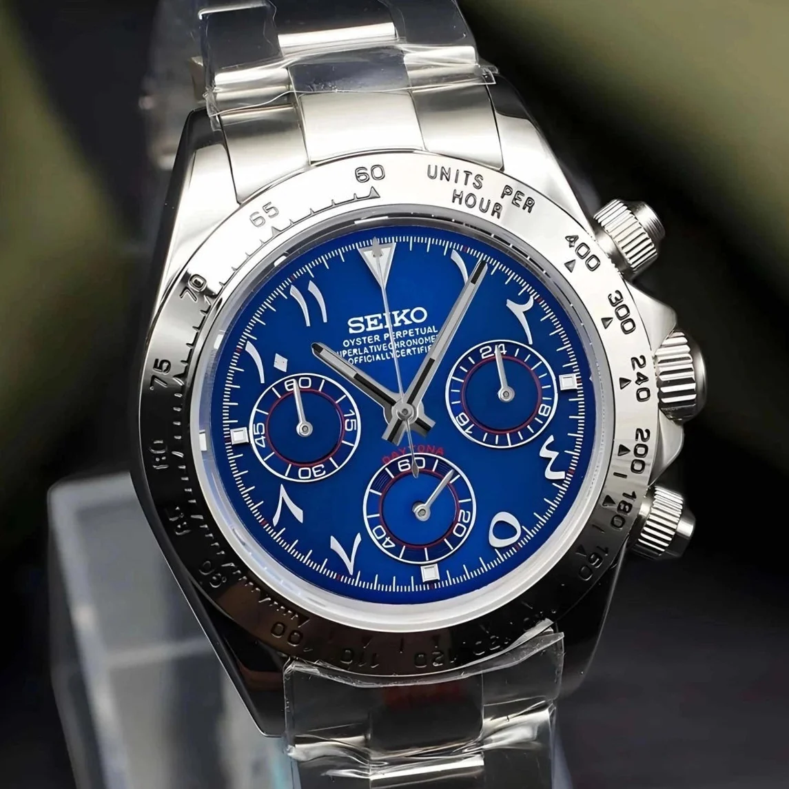 Seiktona Silver Royal Blue Arabic Chronograph - Image 3