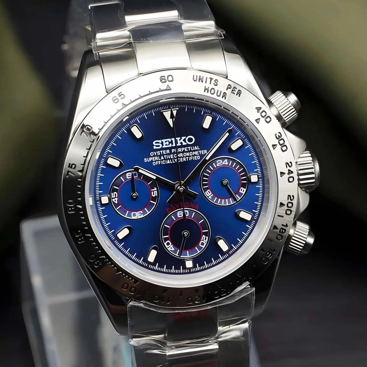 Seiktona Silver Royal Blue Chronograph - Image 3